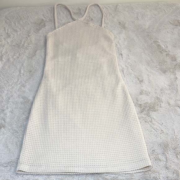 Elegant Cream Knit Mini Dress - Picture 1 of 7
